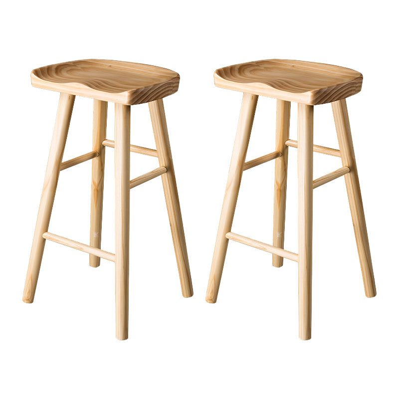 Contemporary Pine Solid Wood Bar Stool Footrest Bristol Stool Wood Set of 2 Counter Stool(26"H) Clearhalo 'Bar Furniture' 'Bar Stools' 'bar_stools' 'Furniture' 'furniture_bar_stools' 'Kitchen & Dining Furniture' 4829540