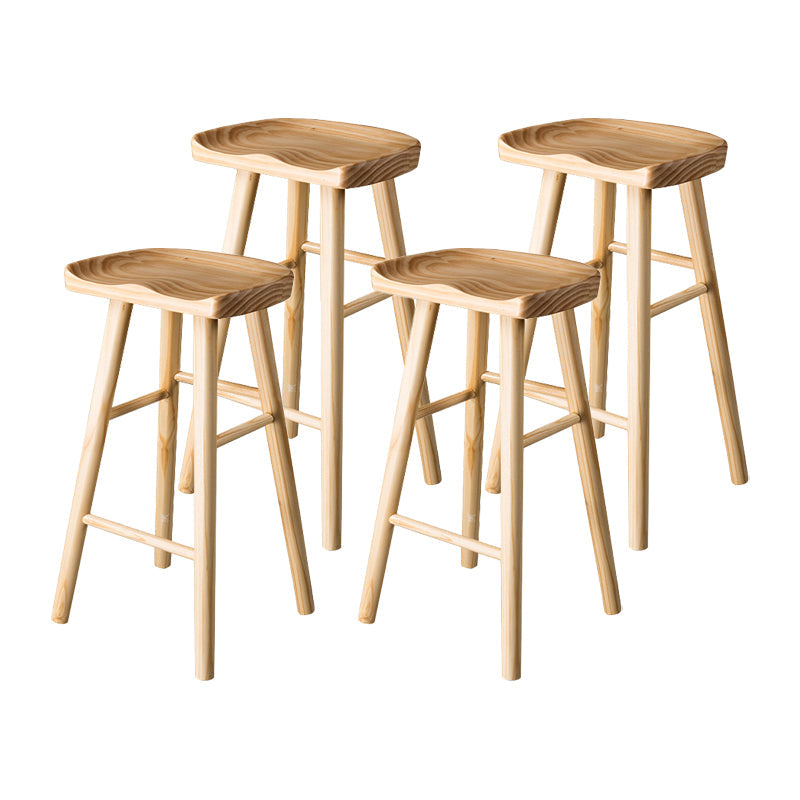 Contemporary Pine Solid Wood Bar Stool Footrest Bristol Stool Wood Set of 4 Counter Stool(26"H) Clearhalo 'Bar Furniture' 'Bar Stools' 'bar_stools' 'Furniture' 'furniture_bar_stools' 'Kitchen & Dining Furniture' 4829541