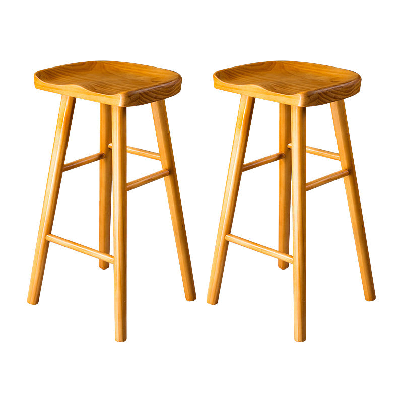 Contemporary Pine Solid Wood Bar Stool Footrest Bristol Stool Natural Set of 2 Counter Stool(26"H) Clearhalo 'Bar Furniture' 'Bar Stools' 'bar_stools' 'Furniture' 'furniture_bar_stools' 'Kitchen & Dining Furniture' 4829543