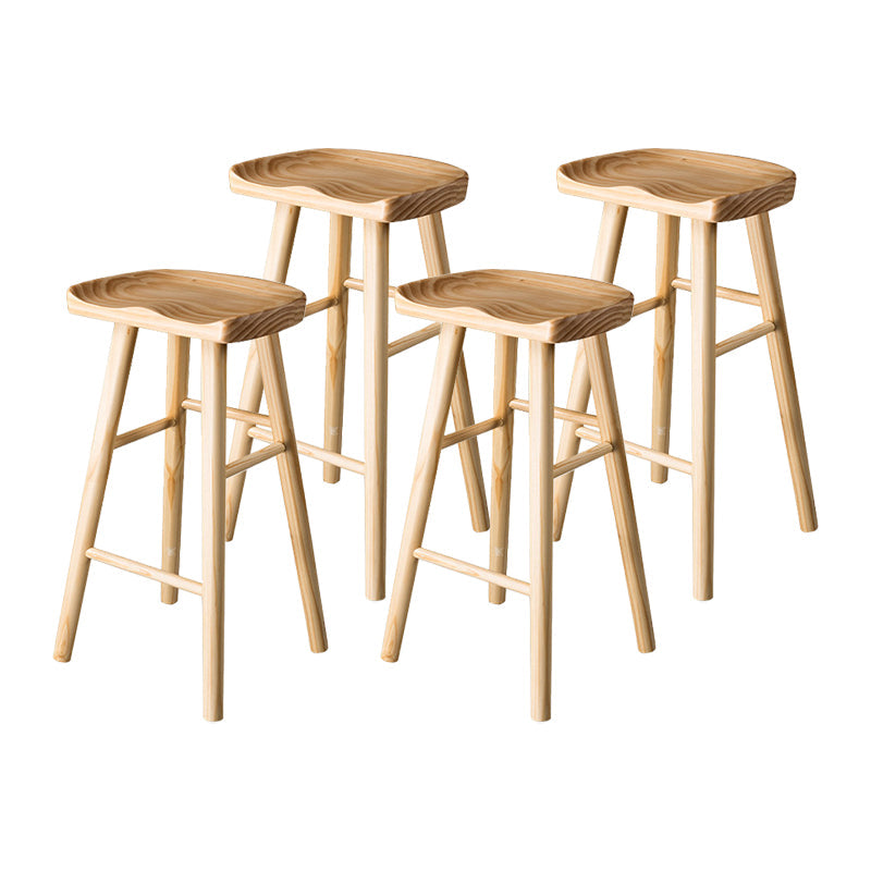 Contemporary Pine Solid Wood Bar Stool Footrest Bristol Stool Wood Set of 4 Short Stool(22"H) Clearhalo 'Bar Furniture' 'Bar Stools' 'bar_stools' 'Furniture' 'furniture_bar_stools' 'Kitchen & Dining Furniture' 4829547