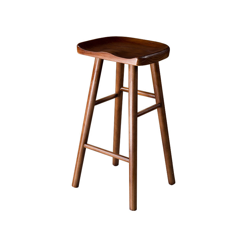 Contemporary Pine Solid Wood Bar Stool Footrest Bristol Stool Walnut 1 Piece Counter Stool(26"H) Clearhalo 'Bar Furniture' 'Bar Stools' 'bar_stools' 'Furniture' 'furniture_bar_stools' 'Kitchen & Dining Furniture' 4829548