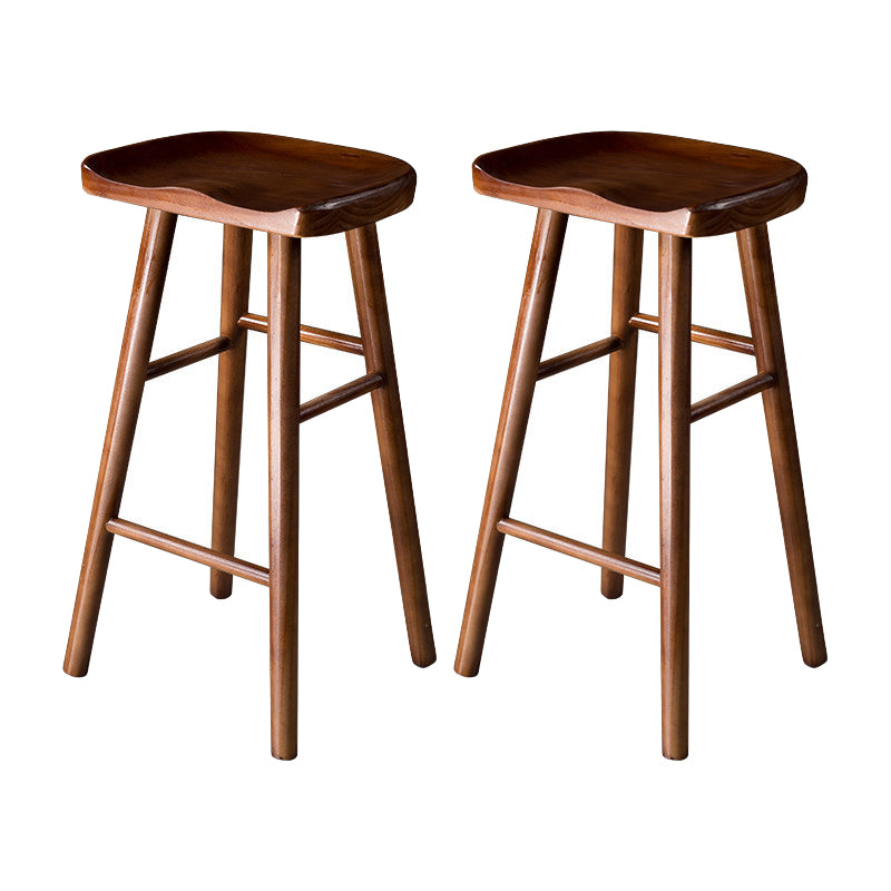Contemporary Pine Solid Wood Bar Stool Footrest Bristol Stool Walnut Set of 2 Counter Stool(26"H) Clearhalo 'Bar Furniture' 'Bar Stools' 'bar_stools' 'Furniture' 'furniture_bar_stools' 'Kitchen & Dining Furniture' 4829549