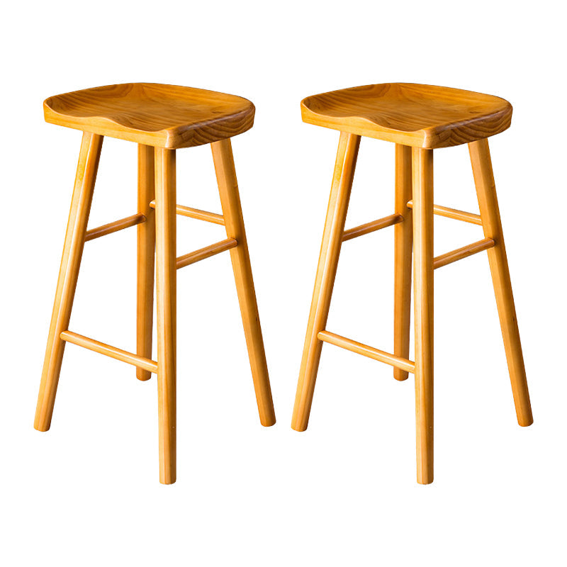 Contemporary Pine Solid Wood Bar Stool Footrest Bristol Stool Natural Set of 2 Bar Stool(30"H) Clearhalo 'Bar Furniture' 'Bar Stools' 'bar_stools' 'Furniture' 'furniture_bar_stools' 'Kitchen & Dining Furniture' 4829552