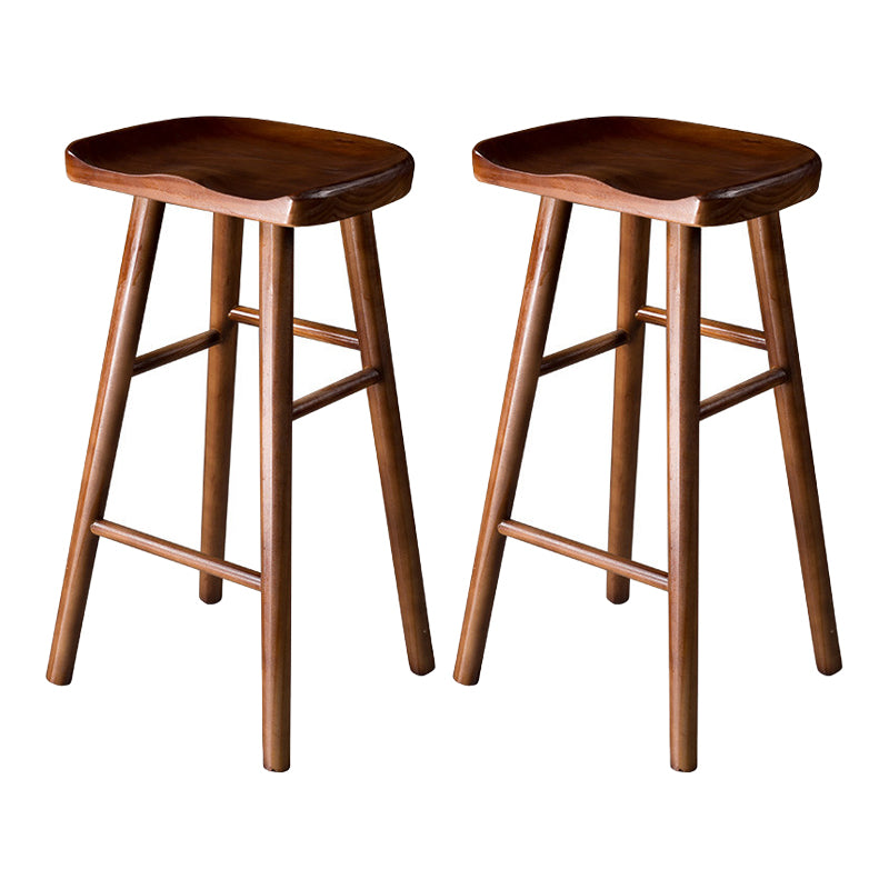 Contemporary Pine Solid Wood Bar Stool Footrest Bristol Stool Walnut Set of 2 Bar Stool(30"H) Clearhalo 'Bar Furniture' 'Bar Stools' 'bar_stools' 'Furniture' 'furniture_bar_stools' 'Kitchen & Dining Furniture' 4829555