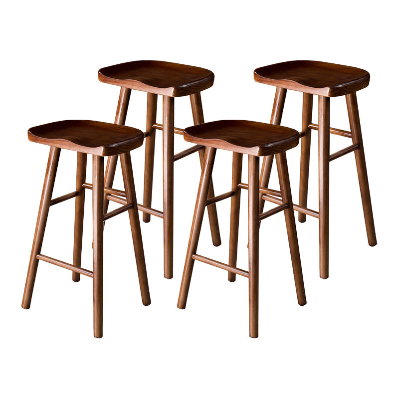 Contemporary Pine Solid Wood Bar Stool Footrest Bristol Stool Walnut Set of 4 Bar Stool(30"H) Clearhalo 'Bar Furniture' 'Bar Stools' 'bar_stools' 'Furniture' 'furniture_bar_stools' 'Kitchen & Dining Furniture' 4829556