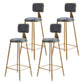 Glam Armless Backrest Counter Stool Iron Cafe Bar Stool with Velvet Cushion and Pedal Gray 4 Piece Set Clearhalo 'Bar Furniture' 'Bar Stools' 'bar_stools' 'furn' 'furn_bar_stools' 'Furniture' 'furniture_bar_stools' 'Kitchen & Dining Furniture' 4829565