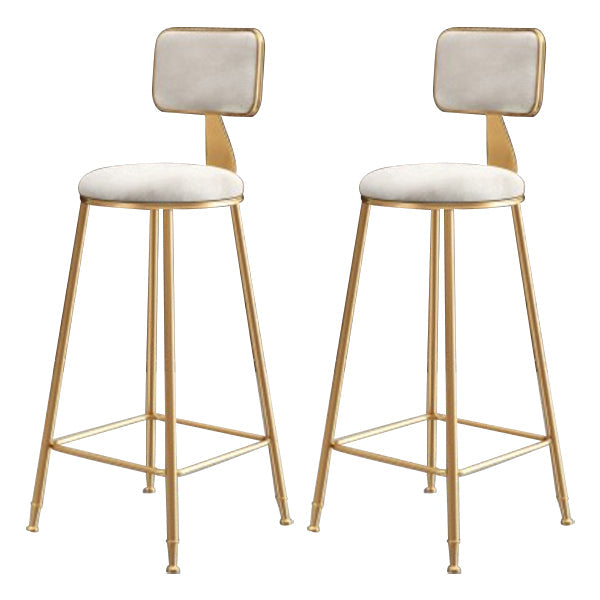 Glam Armless Backrest Counter Stool Iron Cafe Bar Stool with Velvet Cushion and Pedal White 2 Piece Set Clearhalo 'Bar Furniture' 'Bar Stools' 'bar_stools' 'furn' 'furn_bar_stools' 'Furniture' 'furniture_bar_stools' 'Kitchen & Dining Furniture' 4829569