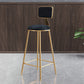 Glam Armless Backrest Counter Stool Iron Cafe Bar Stool with Velvet Cushion and Pedal Black 1 Piece Clearhalo 'Bar Furniture' 'Bar Stools' 'bar_stools' 'furn' 'furn_bar_stools' 'Furniture' 'furniture_bar_stools' 'Kitchen & Dining Furniture' 4829571