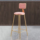Glam Armless Backrest Counter Stool Iron Cafe Bar Stool with Velvet Cushion and Pedal Pink 1 Piece Clearhalo 'Bar Furniture' 'Bar Stools' 'bar_stools' 'furn' 'furn_bar_stools' 'Furniture' 'furniture_bar_stools' 'Kitchen & Dining Furniture' 4829580