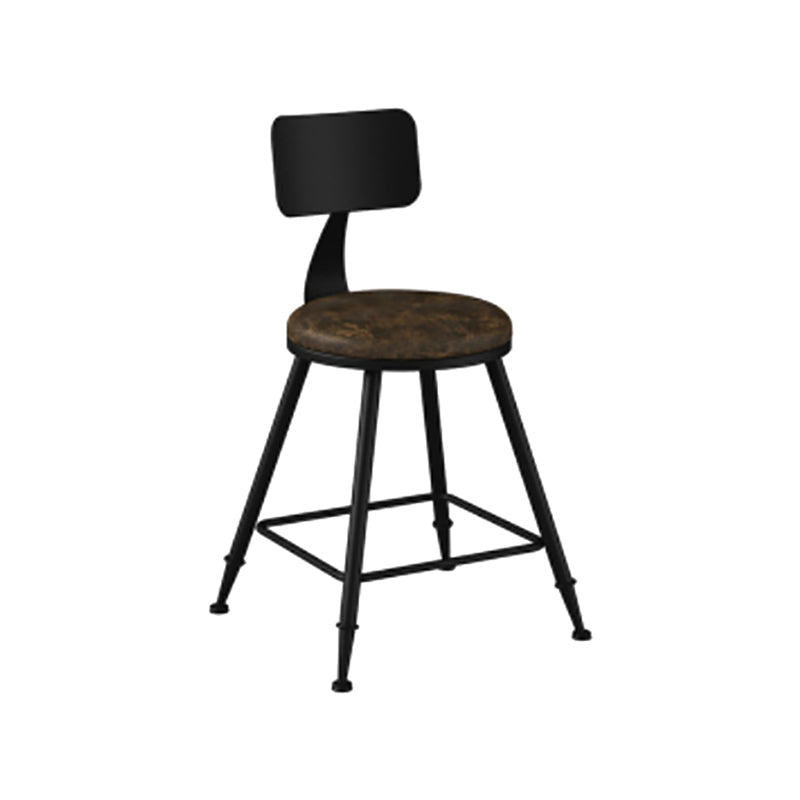 Modern Backrest Counter Stool Iron Cafe Bar Stool with Leather Cushion and Pedal Tan 1 Piece Short Stool(18"H) Clearhalo 'Bar Furniture' 'Bar Stools' 'bar_stools' 'furn' 'furn_bar_stools' 'Furniture' 'furniture_bar_stools' 'Kitchen & Dining Furniture' 4829676