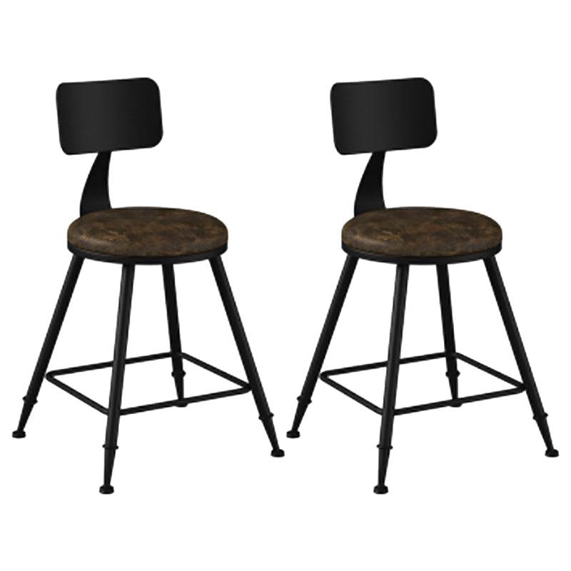 Modern Backrest Counter Stool Iron Cafe Bar Stool with Leather Cushion and Pedal Tan 2 Piece Set Short Stool(18"H) Clearhalo 'Bar Furniture' 'Bar Stools' 'bar_stools' 'furn' 'furn_bar_stools' 'Furniture' 'furniture_bar_stools' 'Kitchen & Dining Furniture' 4829677