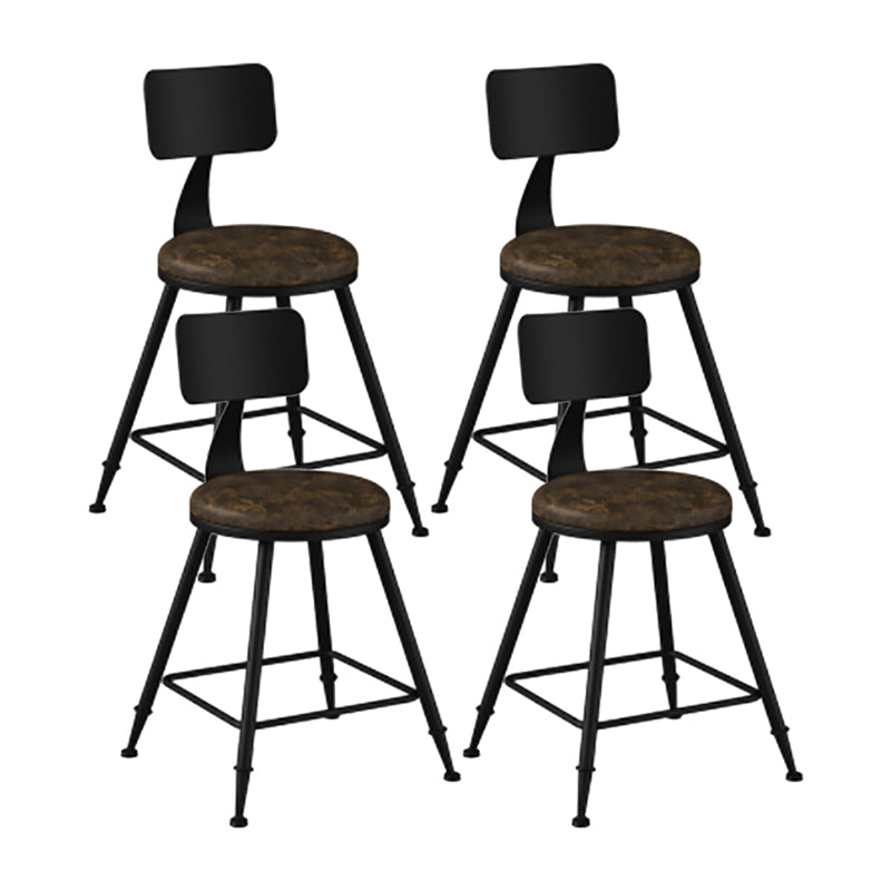 Modern Backrest Counter Stool Iron Cafe Bar Stool with Leather Cushion and Pedal Tan 4 Piece Set Short Stool(18"H) Clearhalo 'Bar Furniture' 'Bar Stools' 'bar_stools' 'furn' 'furn_bar_stools' 'Furniture' 'furniture_bar_stools' 'Kitchen & Dining Furniture' 4829680