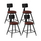 Modern Backrest Counter Stool Iron Cafe Bar Stool with Leather Cushion and Pedal Burgundy 4 Piece Set Short Stool(18"H) Clearhalo 'Bar Furniture' 'Bar Stools' 'bar_stools' 'furn' 'furn_bar_stools' 'Furniture' 'furniture_bar_stools' 'Kitchen & Dining Furniture' 4829686