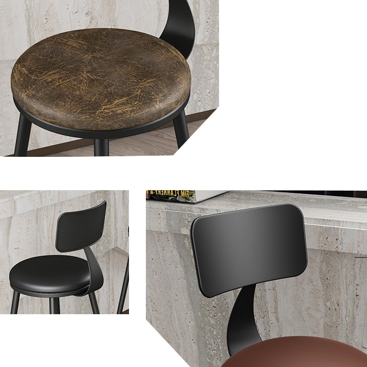 Modern Backrest Counter Stool Iron Cafe Bar Stool with Leather Cushion and Pedal Clearhalo 'Bar Furniture' 'Bar Stools' 'bar_stools' 'furn' 'furn_bar_stools' 'Furniture' 'furniture_bar_stools' 'Kitchen & Dining Furniture' 4829687