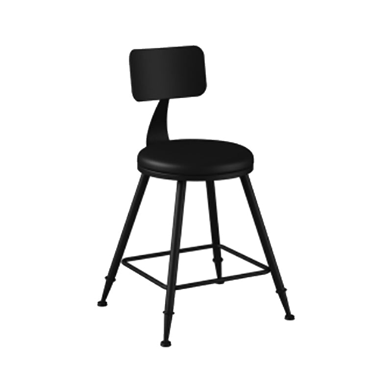 Modern Backrest Counter Stool Iron Cafe Bar Stool with Leather Cushion and Pedal Black 1 Piece Short Stool(18"H) Clearhalo 'Bar Furniture' 'Bar Stools' 'bar_stools' 'furn' 'furn_bar_stools' 'Furniture' 'furniture_bar_stools' 'Kitchen & Dining Furniture' 4829688