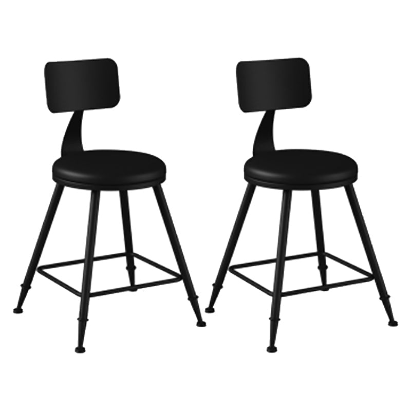 Modern Backrest Counter Stool Iron Cafe Bar Stool with Leather Cushion and Pedal Black 2 Piece Set Short Stool(18"H) Clearhalo 'Bar Furniture' 'Bar Stools' 'bar_stools' 'furn' 'furn_bar_stools' 'Furniture' 'furniture_bar_stools' 'Kitchen & Dining Furniture' 4829689