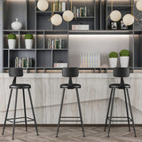 Modern Backrest Counter Stool Iron Cafe Bar Stool with Leather Cushion and Pedal Clearhalo 'Bar Furniture' 'Bar Stools' 'bar_stools' 'furn' 'furn_bar_stools' 'Furniture' 'furniture_bar_stools' 'Kitchen & Dining Furniture' 4829690