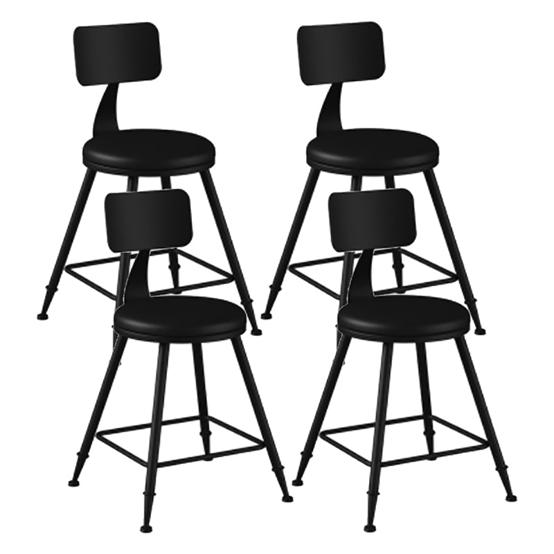 Modern Backrest Counter Stool Iron Cafe Bar Stool with Leather Cushion and Pedal Black 4 Piece Set Short Stool(18"H) Clearhalo 'Bar Furniture' 'Bar Stools' 'bar_stools' 'furn' 'furn_bar_stools' 'Furniture' 'furniture_bar_stools' 'Kitchen & Dining Furniture' 4829691