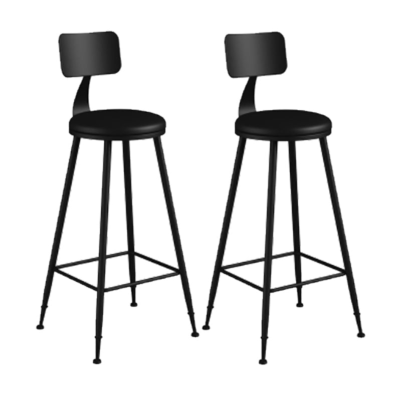 Modern Backrest Counter Stool Iron Cafe Bar Stool with Leather Cushion and Pedal Black 2 Piece Set Bar Stool(30"H) Clearhalo 'Bar Furniture' 'Bar Stools' 'bar_stools' 'furn' 'furn_bar_stools' 'Furniture' 'furniture_bar_stools' 'Kitchen & Dining Furniture' 4829694