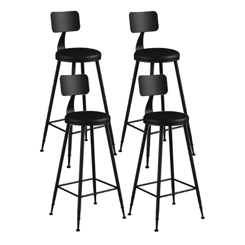 Modern Backrest Counter Stool Iron Cafe Bar Stool with Leather Cushion and Pedal Black 4 Piece Set Bar Stool(30"H) Clearhalo 'Bar Furniture' 'Bar Stools' 'bar_stools' 'furn' 'furn_bar_stools' 'Furniture' 'furniture_bar_stools' 'Kitchen & Dining Furniture' 4829695