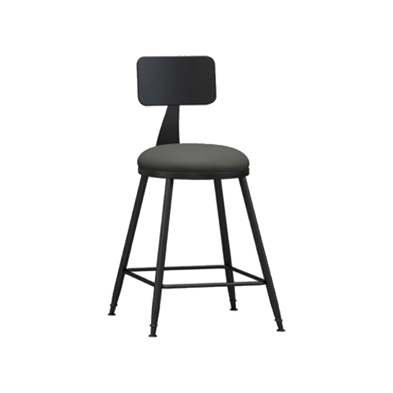 Modern Backrest Counter Stool Iron Cafe Bar Stool with Leather Cushion and Pedal Grey 1 Piece Short Stool(22"H) Clearhalo 'Bar Furniture' 'Bar Stools' 'bar_stools' 'furn' 'furn_bar_stools' 'Furniture' 'furniture_bar_stools' 'Kitchen & Dining Furniture' 4829696