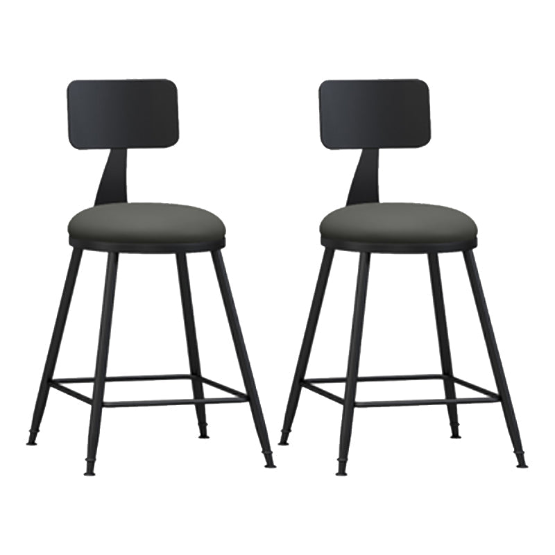 Modern Backrest Counter Stool Iron Cafe Bar Stool with Leather Cushion and Pedal Grey 2 Piece Set Short Stool(22"H) Clearhalo 'Bar Furniture' 'Bar Stools' 'bar_stools' 'furn' 'furn_bar_stools' 'Furniture' 'furniture_bar_stools' 'Kitchen & Dining Furniture' 4829697