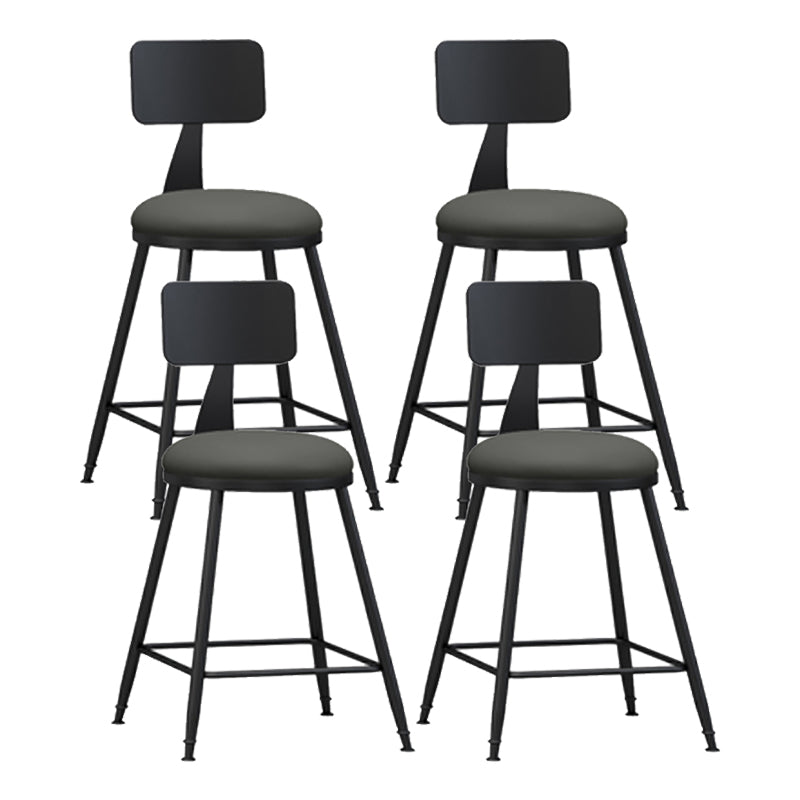 Modern Backrest Counter Stool Iron Cafe Bar Stool with Leather Cushion and Pedal Grey 4 Piece Set Short Stool(22"H) Clearhalo 'Bar Furniture' 'Bar Stools' 'bar_stools' 'furn' 'furn_bar_stools' 'Furniture' 'furniture_bar_stools' 'Kitchen & Dining Furniture' 4829698
