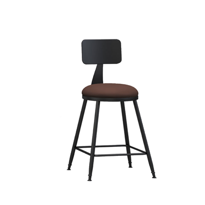 Modern Backrest Counter Stool Iron Cafe Bar Stool with Leather Cushion and Pedal Burgundy 1 Piece Short Stool(22"H) Clearhalo 'Bar Furniture' 'Bar Stools' 'bar_stools' 'furn' 'furn_bar_stools' 'Furniture' 'furniture_bar_stools' 'Kitchen & Dining Furniture' 4829699