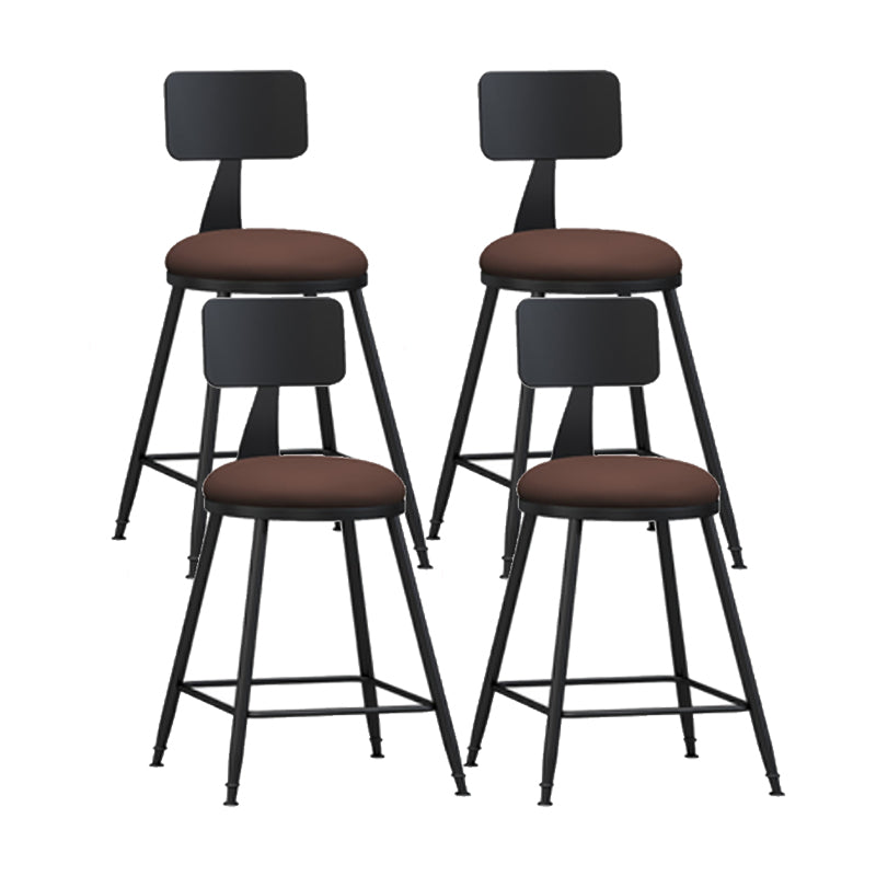 Modern Backrest Counter Stool Iron Cafe Bar Stool with Leather Cushion and Pedal Burgundy 4 Piece Set Short Stool(22"H) Clearhalo 'Bar Furniture' 'Bar Stools' 'bar_stools' 'furn' 'furn_bar_stools' 'Furniture' 'furniture_bar_stools' 'Kitchen & Dining Furniture' 4829701