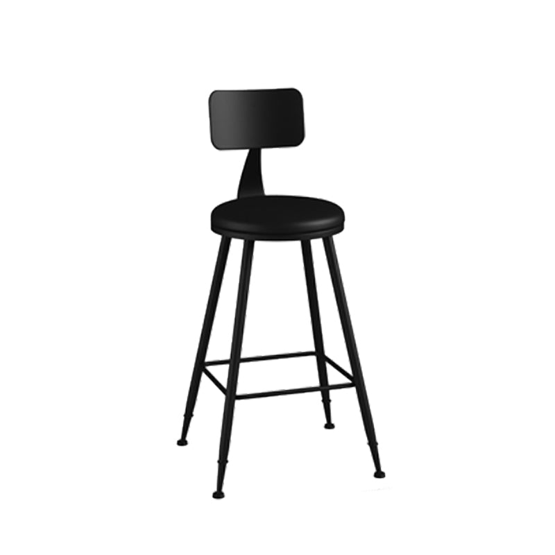 Modern Backrest Counter Stool Iron Cafe Bar Stool with Leather Cushion and Pedal Black 1 Piece Counter Stool(26"H) Clearhalo 'Bar Furniture' 'Bar Stools' 'bar_stools' 'furn' 'furn_bar_stools' 'Furniture' 'furniture_bar_stools' 'Kitchen & Dining Furniture' 4829702