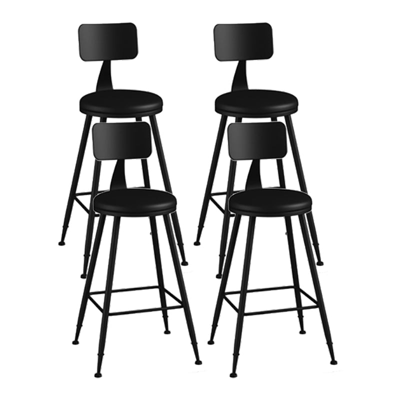 Modern Backrest Counter Stool Iron Cafe Bar Stool with Leather Cushion and Pedal Black 4 Piece Set Counter Stool(26"H) Clearhalo 'Bar Furniture' 'Bar Stools' 'bar_stools' 'furn' 'furn_bar_stools' 'Furniture' 'furniture_bar_stools' 'Kitchen & Dining Furniture' 4829704