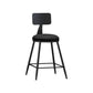 Modern Backrest Counter Stool Iron Cafe Bar Stool with Leather Cushion and Pedal Black 1 Piece Short Stool(22"H) Clearhalo 'Bar Furniture' 'Bar Stools' 'bar_stools' 'furn' 'furn_bar_stools' 'Furniture' 'furniture_bar_stools' 'Kitchen & Dining Furniture' 4829705