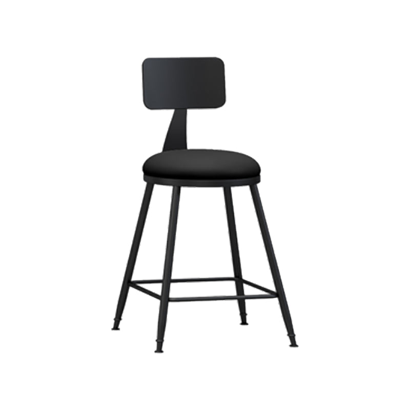 Modern Backrest Counter Stool Iron Cafe Bar Stool with Leather Cushion and Pedal Black 1 Piece Short Stool(22"H) Clearhalo 'Bar Furniture' 'Bar Stools' 'bar_stools' 'furn' 'furn_bar_stools' 'Furniture' 'furniture_bar_stools' 'Kitchen & Dining Furniture' 4829705