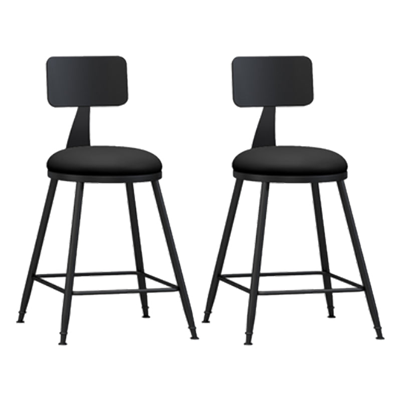 Modern Backrest Counter Stool Iron Cafe Bar Stool with Leather Cushion and Pedal Black 2 Piece Set Short Stool(22"H) Clearhalo 'Bar Furniture' 'Bar Stools' 'bar_stools' 'furn' 'furn_bar_stools' 'Furniture' 'furniture_bar_stools' 'Kitchen & Dining Furniture' 4829706