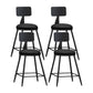 Modern Backrest Counter Stool Iron Cafe Bar Stool with Leather Cushion and Pedal Black 4 Piece Set Short Stool(22"H) Clearhalo 'Bar Furniture' 'Bar Stools' 'bar_stools' 'furn' 'furn_bar_stools' 'Furniture' 'furniture_bar_stools' 'Kitchen & Dining Furniture' 4829707