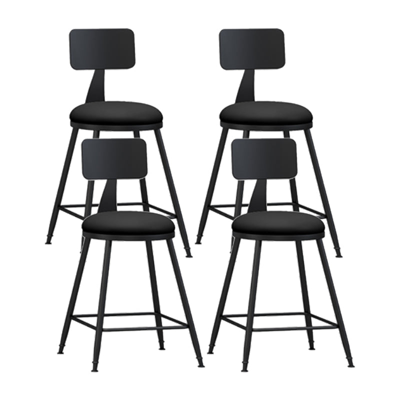 Modern Backrest Counter Stool Iron Cafe Bar Stool with Leather Cushion and Pedal Black 4 Piece Set Short Stool(22"H) Clearhalo 'Bar Furniture' 'Bar Stools' 'bar_stools' 'furn' 'furn_bar_stools' 'Furniture' 'furniture_bar_stools' 'Kitchen & Dining Furniture' 4829707