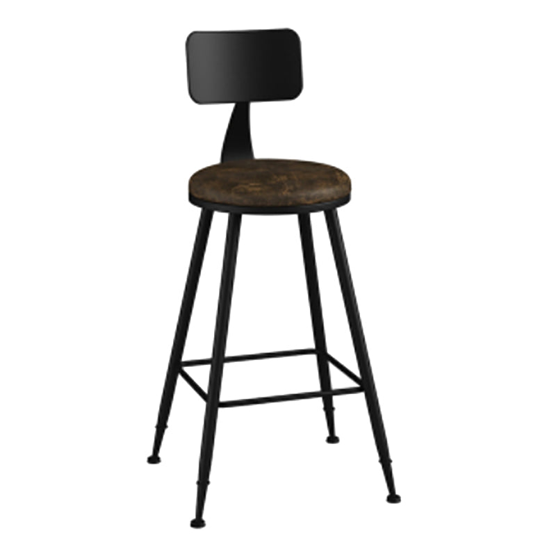 Modern Backrest Counter Stool Iron Cafe Bar Stool with Leather Cushion and Pedal Tan 1 Piece Counter Stool(26"H) Clearhalo 'Bar Furniture' 'Bar Stools' 'bar_stools' 'furn' 'furn_bar_stools' 'Furniture' 'furniture_bar_stools' 'Kitchen & Dining Furniture' 4829711