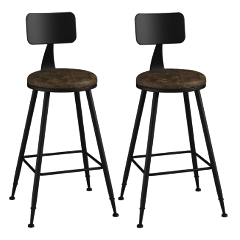 Modern Backrest Counter Stool Iron Cafe Bar Stool with Leather Cushion and Pedal Tan 2 Piece Set Counter Stool(26"H) Clearhalo 'Bar Furniture' 'Bar Stools' 'bar_stools' 'furn' 'furn_bar_stools' 'Furniture' 'furniture_bar_stools' 'Kitchen & Dining Furniture' 4829712