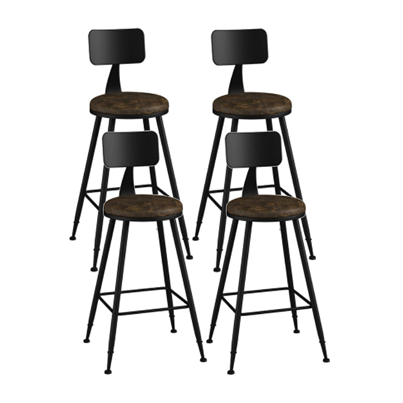 Modern Backrest Counter Stool Iron Cafe Bar Stool with Leather Cushion and Pedal Tan 4 Piece Set Counter Stool(26"H) Clearhalo 'Bar Furniture' 'Bar Stools' 'bar_stools' 'furn' 'furn_bar_stools' 'Furniture' 'furniture_bar_stools' 'Kitchen & Dining Furniture' 4829713