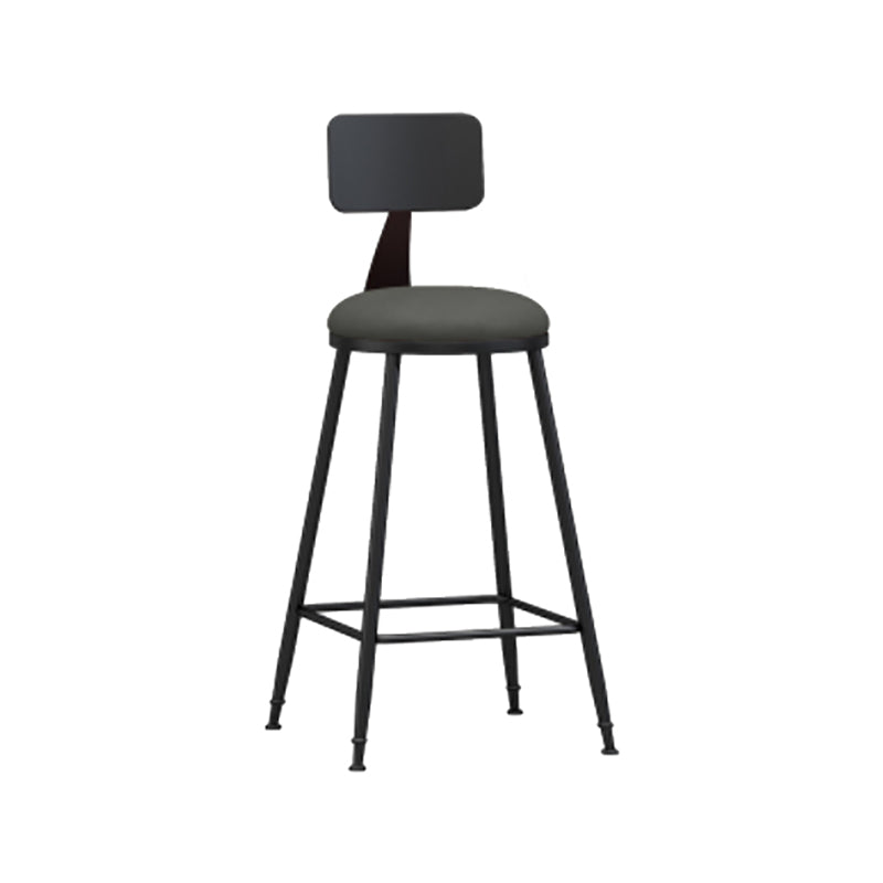 Modern Backrest Counter Stool Iron Cafe Bar Stool with Leather Cushion and Pedal Grey 1 Piece Counter Stool(26"H) Clearhalo 'Bar Furniture' 'Bar Stools' 'bar_stools' 'furn' 'furn_bar_stools' 'Furniture' 'furniture_bar_stools' 'Kitchen & Dining Furniture' 4829714
