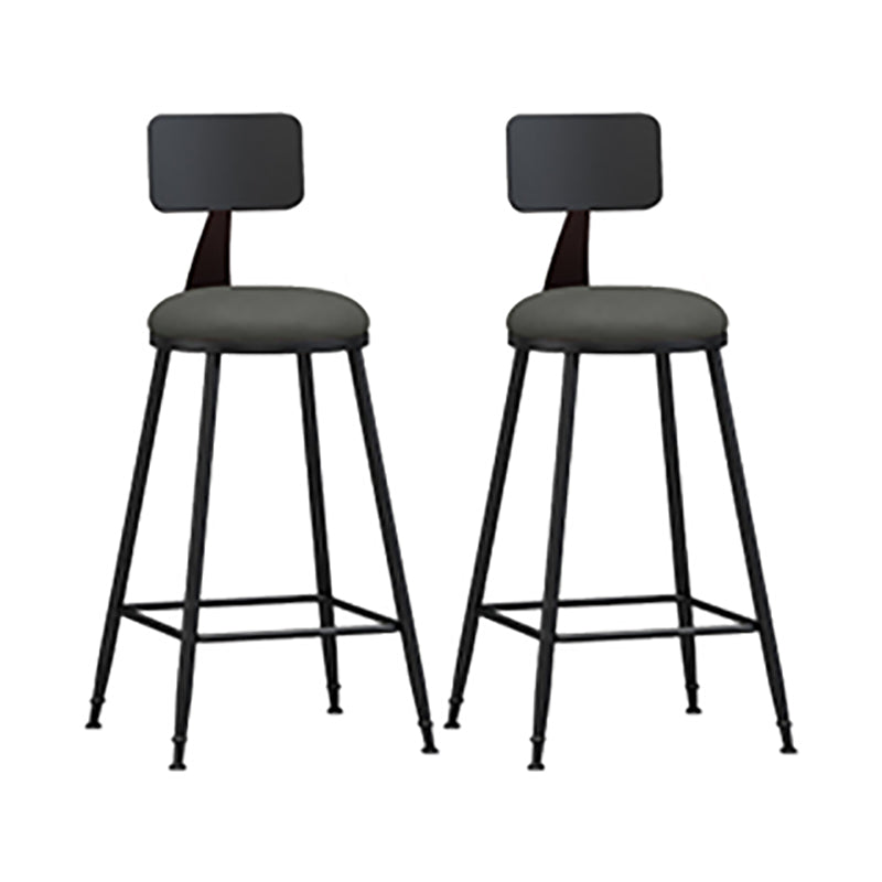 Modern Backrest Counter Stool Iron Cafe Bar Stool with Leather Cushion and Pedal Grey 2 Piece Set Counter Stool(26"H) Clearhalo 'Bar Furniture' 'Bar Stools' 'bar_stools' 'furn' 'furn_bar_stools' 'Furniture' 'furniture_bar_stools' 'Kitchen & Dining Furniture' 4829715