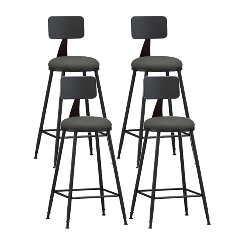 Modern Backrest Counter Stool Iron Cafe Bar Stool with Leather Cushion and Pedal Grey 4 Piece Set Counter Stool(26"H) Clearhalo 'Bar Furniture' 'Bar Stools' 'bar_stools' 'furn' 'furn_bar_stools' 'Furniture' 'furniture_bar_stools' 'Kitchen & Dining Furniture' 4829716