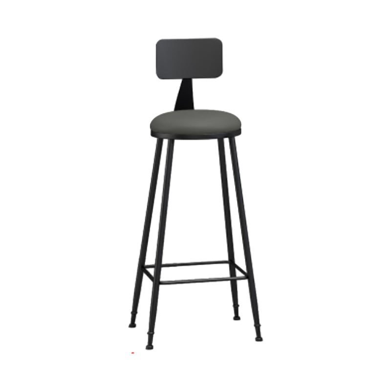 Modern Backrest Counter Stool Iron Cafe Bar Stool with Leather Cushion and Pedal Grey 1 Piece Bar Stool(30"H) Clearhalo 'Bar Furniture' 'Bar Stools' 'bar_stools' 'furn' 'furn_bar_stools' 'Furniture' 'furniture_bar_stools' 'Kitchen & Dining Furniture' 4829717