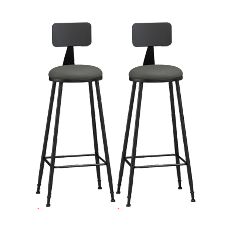 Modern Backrest Counter Stool Iron Cafe Bar Stool with Leather Cushion and Pedal Grey 2 Piece Set Bar Stool(30"H) Clearhalo 'Bar Furniture' 'Bar Stools' 'bar_stools' 'furn' 'furn_bar_stools' 'Furniture' 'furniture_bar_stools' 'Kitchen & Dining Furniture' 4829718