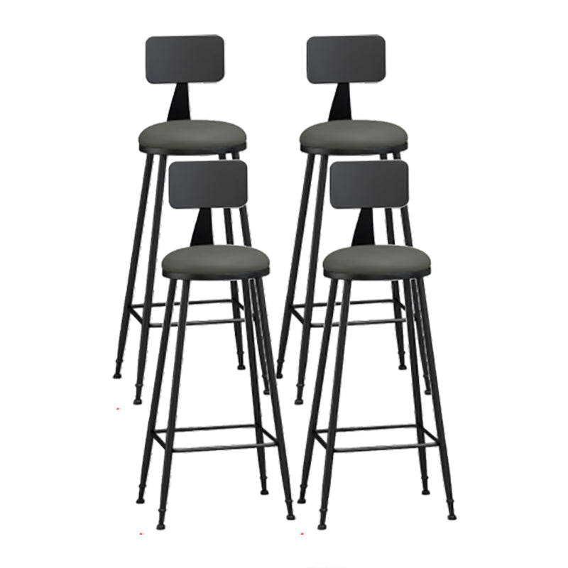 Modern Backrest Counter Stool Iron Cafe Bar Stool with Leather Cushion and Pedal Grey 4 Piece Set Bar Stool(30"H) Clearhalo 'Bar Furniture' 'Bar Stools' 'bar_stools' 'furn' 'furn_bar_stools' 'Furniture' 'furniture_bar_stools' 'Kitchen & Dining Furniture' 4829719