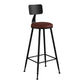 Modern Backrest Counter Stool Iron Cafe Bar Stool with Leather Cushion and Pedal Burgundy 1 Piece Bar Stool(30"H) Clearhalo 'Bar Furniture' 'Bar Stools' 'bar_stools' 'furn' 'furn_bar_stools' 'Furniture' 'furniture_bar_stools' 'Kitchen & Dining Furniture' 4829720