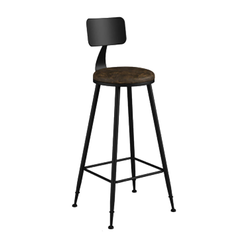 Modern Backrest Counter Stool Iron Cafe Bar Stool with Leather Cushion and Pedal Tan 1 Piece Bar Stool(30"H) Clearhalo 'Bar Furniture' 'Bar Stools' 'bar_stools' 'furn' 'furn_bar_stools' 'Furniture' 'furniture_bar_stools' 'Kitchen & Dining Furniture' 4829723