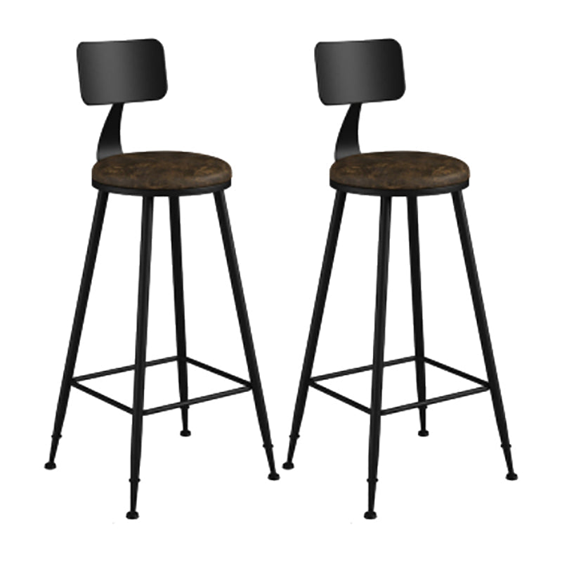 Modern Backrest Counter Stool Iron Cafe Bar Stool with Leather Cushion and Pedal Tan 2 Piece Set Bar Stool(30"H) Clearhalo 'Bar Furniture' 'Bar Stools' 'bar_stools' 'furn' 'furn_bar_stools' 'Furniture' 'furniture_bar_stools' 'Kitchen & Dining Furniture' 4829724