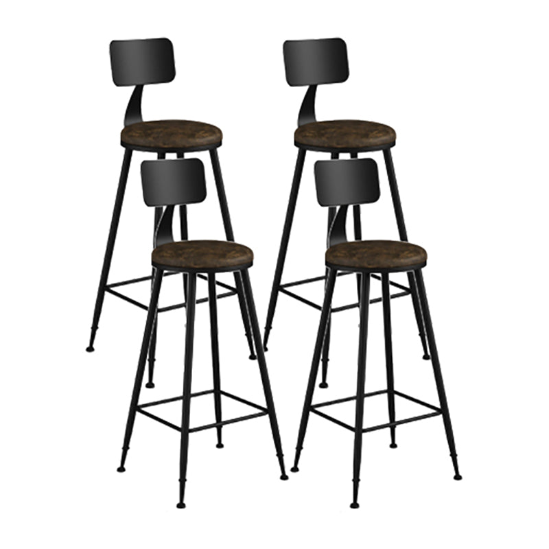 Modern Backrest Counter Stool Iron Cafe Bar Stool with Leather Cushion and Pedal Tan 4 Piece Set Bar Stool(30"H) Clearhalo 'Bar Furniture' 'Bar Stools' 'bar_stools' 'furn' 'furn_bar_stools' 'Furniture' 'furniture_bar_stools' 'Kitchen & Dining Furniture' 4829725
