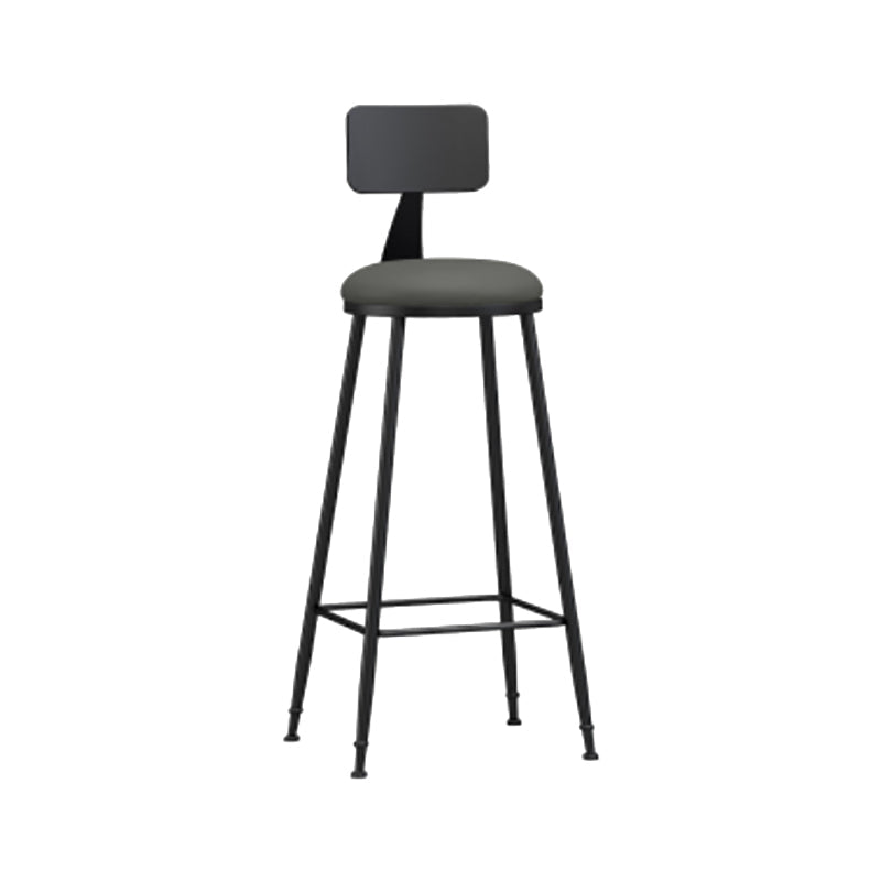 Modern Backrest Counter Stool Iron Cafe Bar Stool with Leather Cushion and Pedal Grey 1 Piece Bar Stool(33"H) Clearhalo 'Bar Furniture' 'Bar Stools' 'bar_stools' 'furn' 'furn_bar_stools' 'Furniture' 'furniture_bar_stools' 'Kitchen & Dining Furniture' 4829726